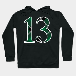 13 Sports Jersey Number Green Black Flannel Hoodie